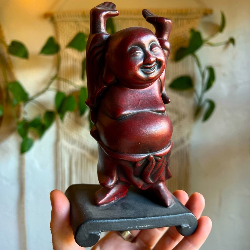 Ceramic Laughing Buddha Statue Sculpture | Zen Boho Spiritual Decor Buddhist